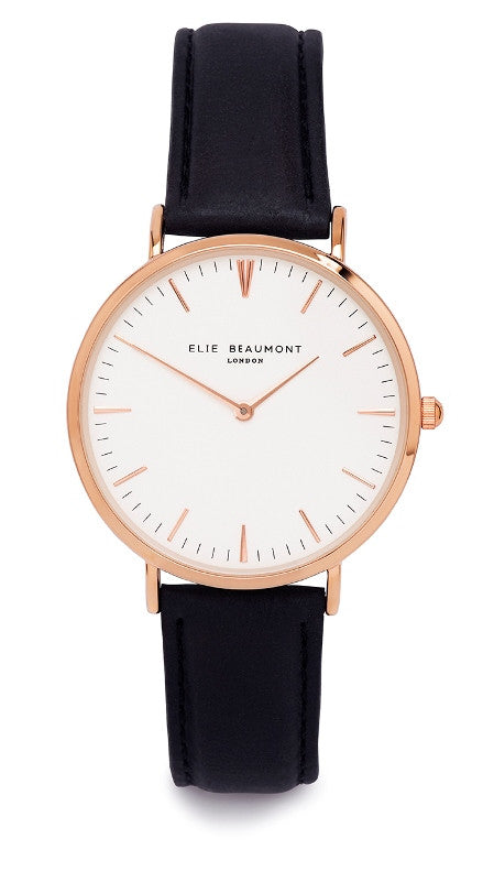 Elie Beaumont Oxford Large Ladies Watch - Black Nappa Leather - Stevens Jewellers Letterkenny Donegal