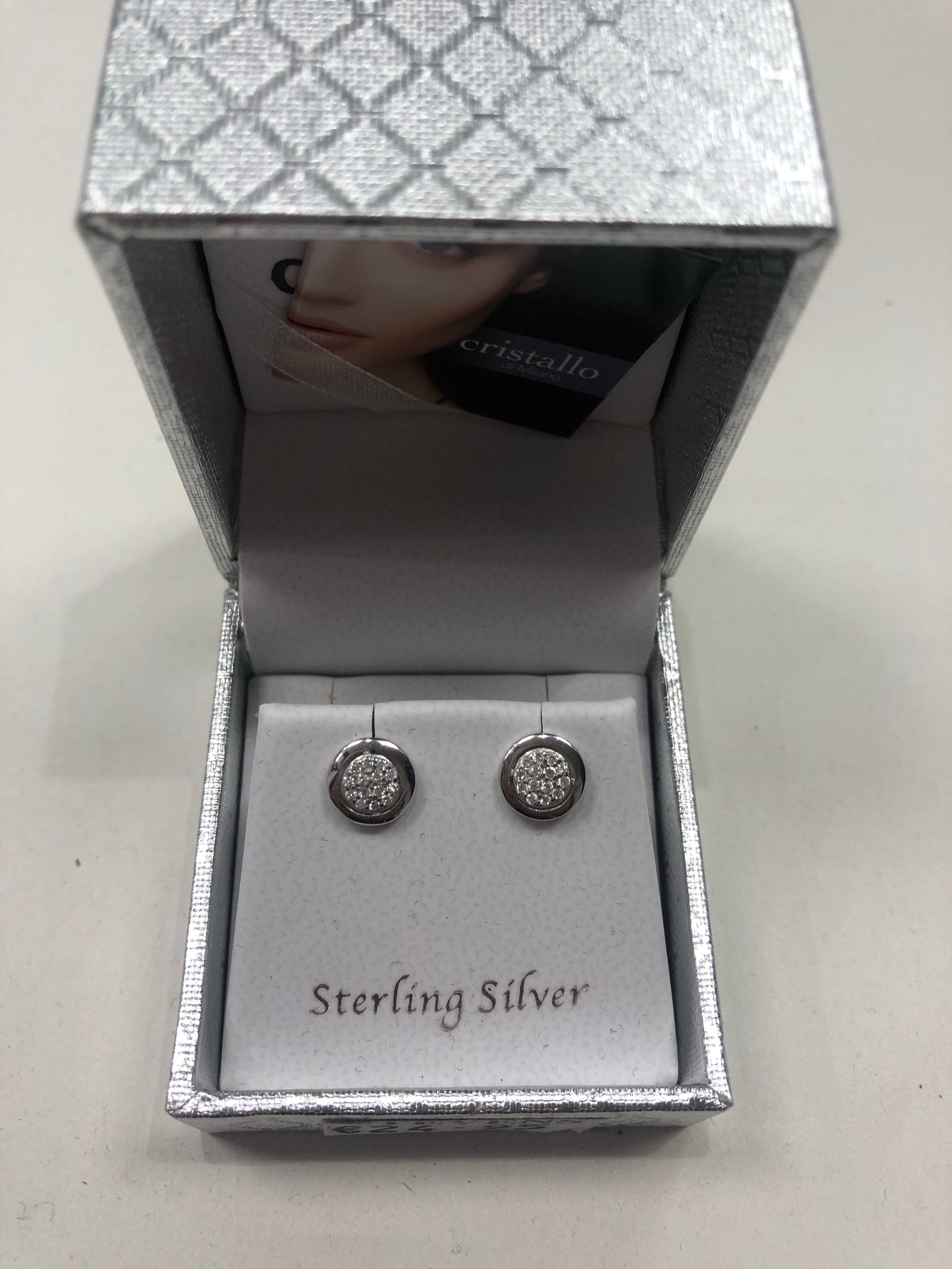 Cristallo silver stud earrings
