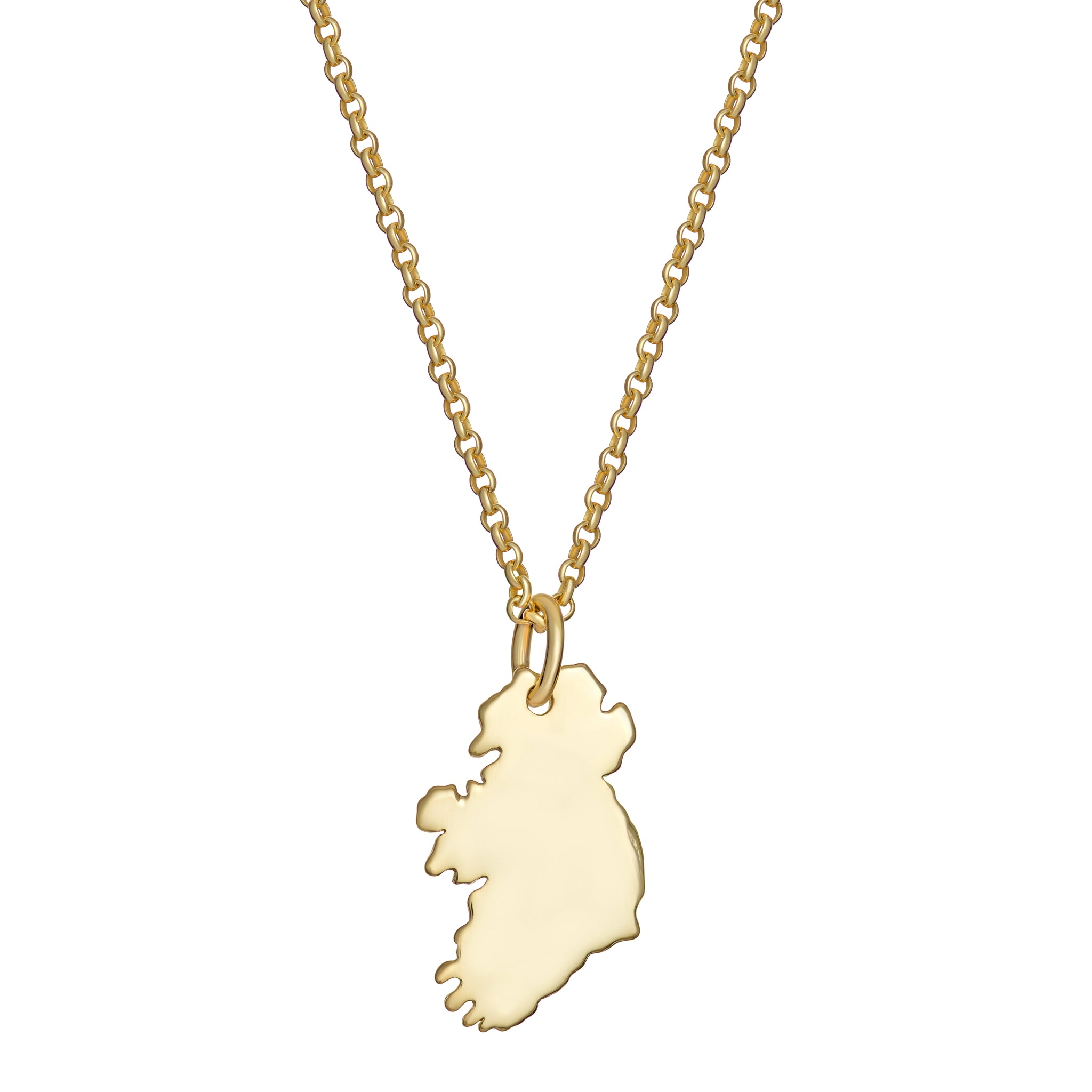 Gold Tone Ireland Map Necklace