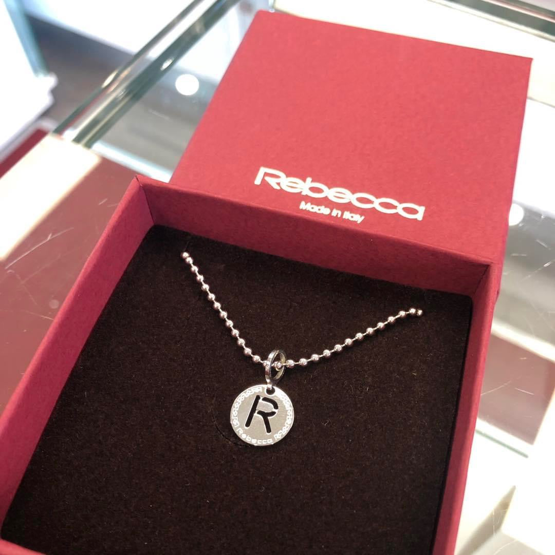 Rebecca Silver Rhodium Initial Necklace