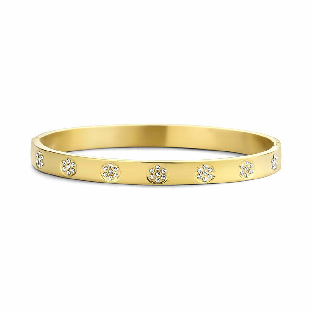 CO88 White Gemstones Bangle- Yellow