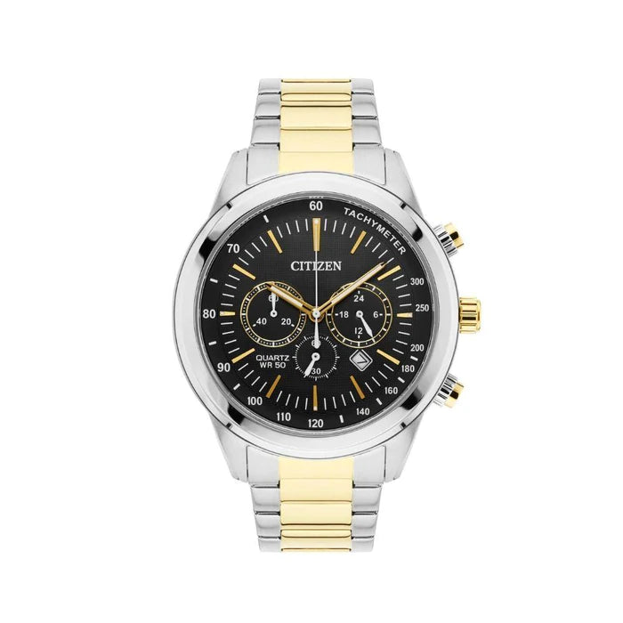 CITIZEN QUARTZ CHRONOGRAPH TWO-TONE GREY DIAL WATCH