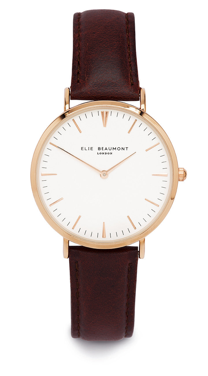 Elie Beaumont Oxford Large Ladies Watch - Brown Nappa Leather - Stevens Jewellers Letterkenny Donegal