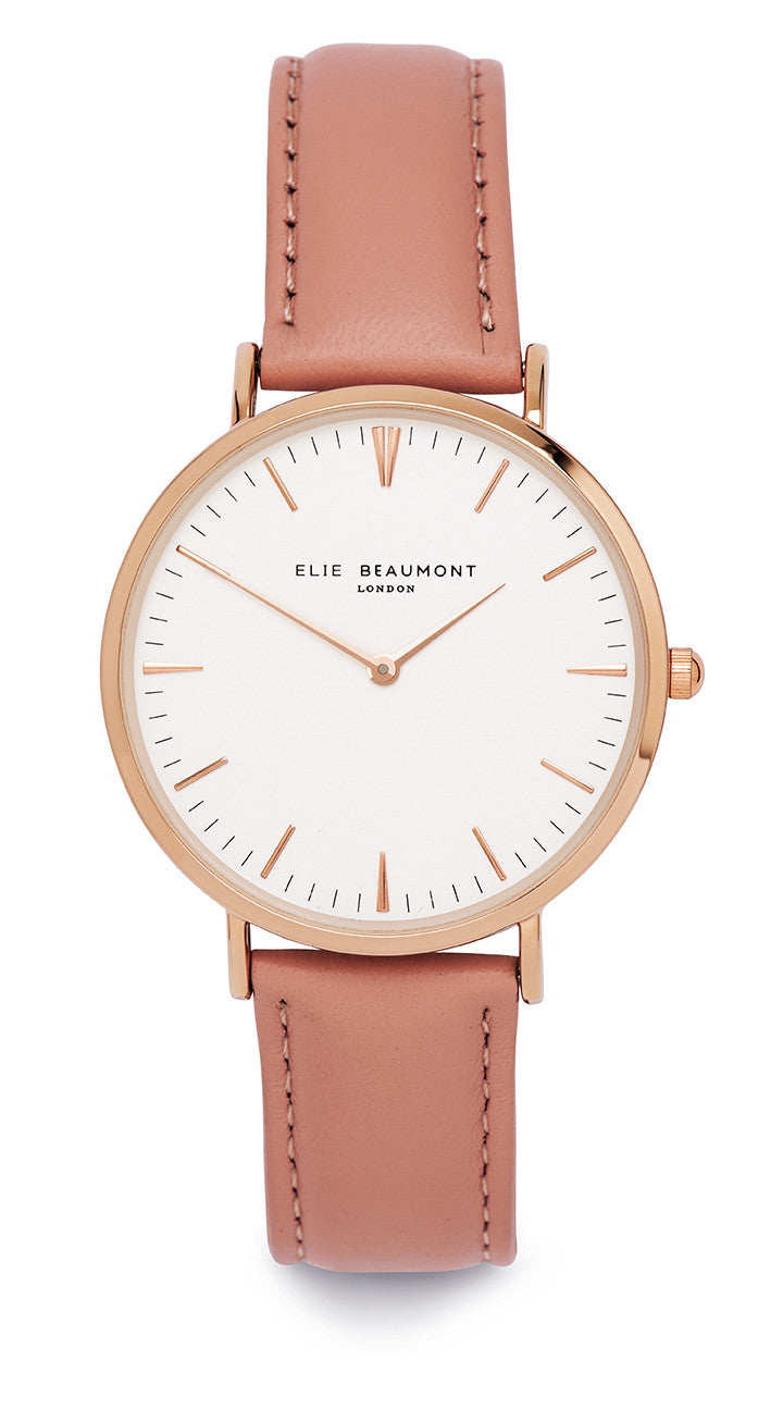 Elie Beaumont Oxford Large Ladies Watch - Pink Nappa Leather - Stevens Jewellers Letterkenny Donegal