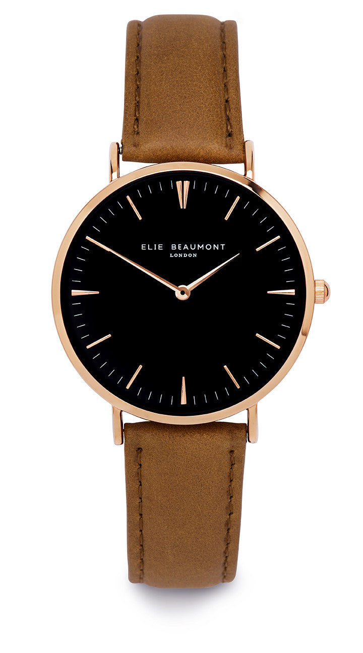 Elie Beaumont Oxford Large Ladies Watch - Black on Mustard - Stevens Jewellers Letterkenny Donegal