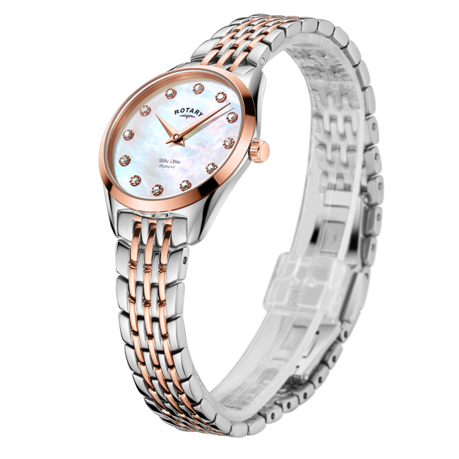 ROTARY ULTRA SLIM DIAMOND SET LADIES WATCH - LB08012/41/D