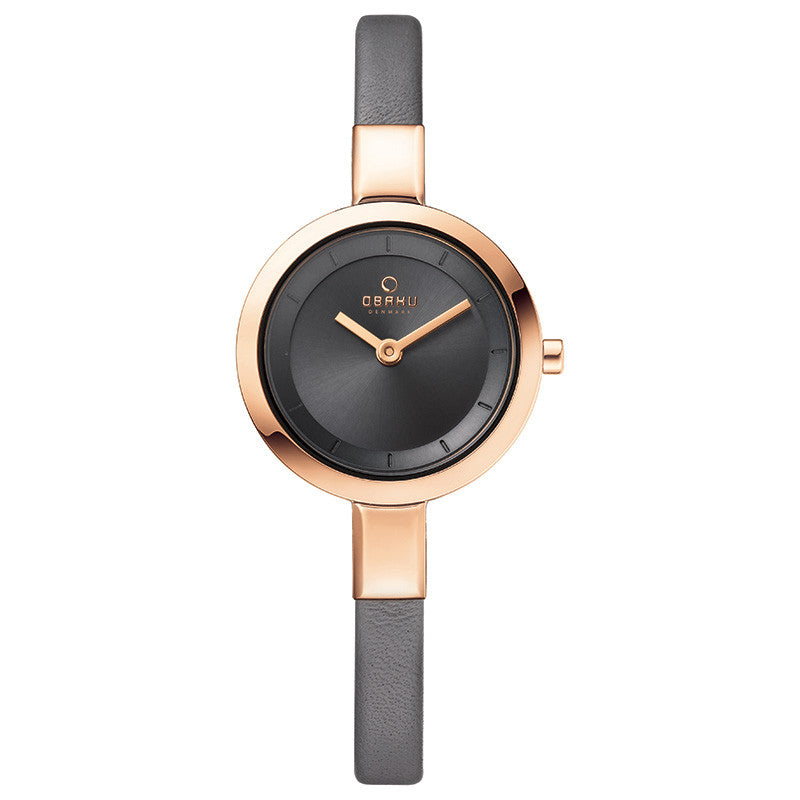 Obaku Ladies Grey Calf Leather Strap Watch - Stevens Jewellers Letterkenny Donegal