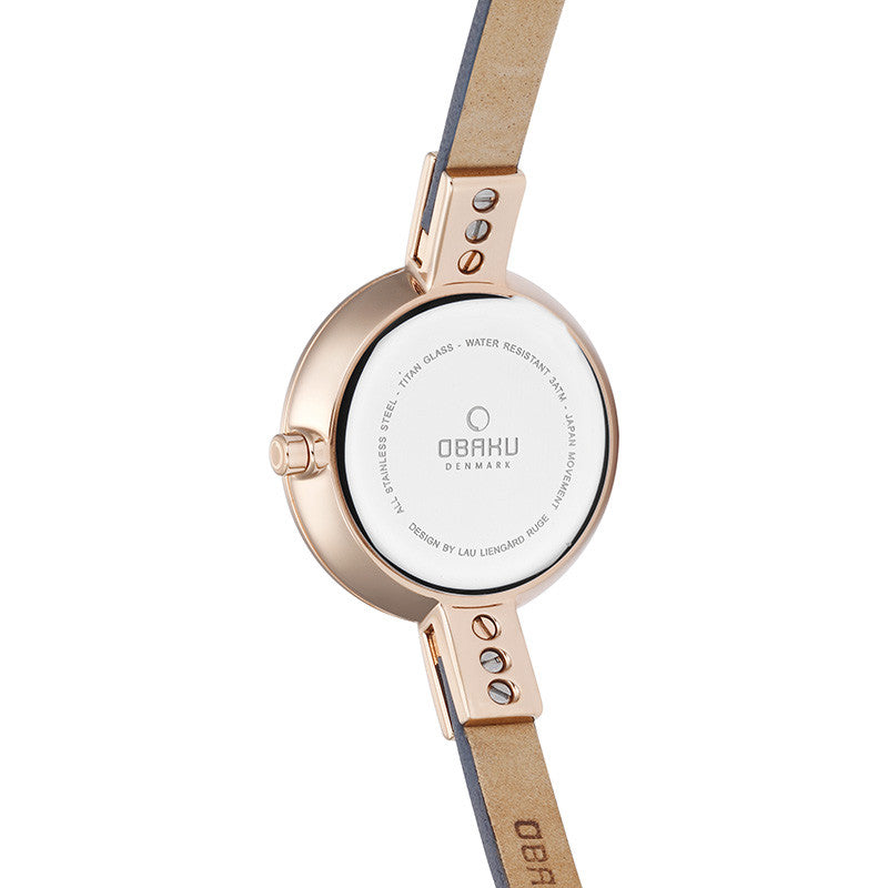 Obaku Ladies Grey Calf Leather Strap Watch - Stevens Jewellers Letterkenny Donegal