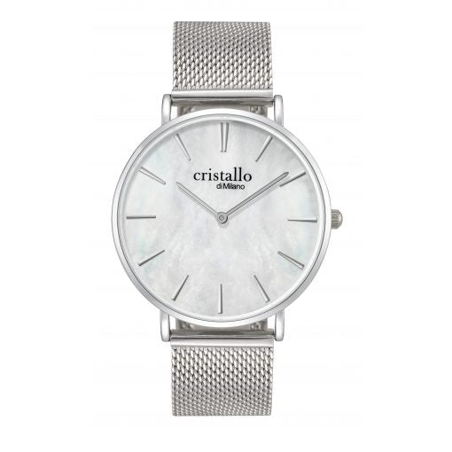 Cristallo - Silver Mesh Strap, MOP 36mm
