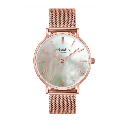 Cristallo - Rose Gold Mesh Strap, MOP Dial 33mm