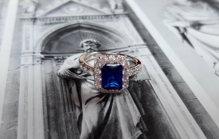 Sapphire Cz Silver Ring