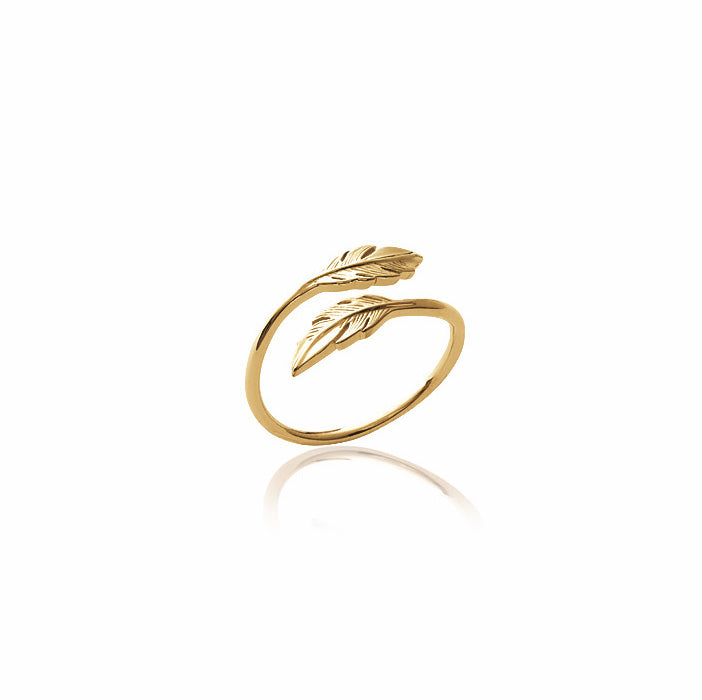 Feather Ring Gold Tone