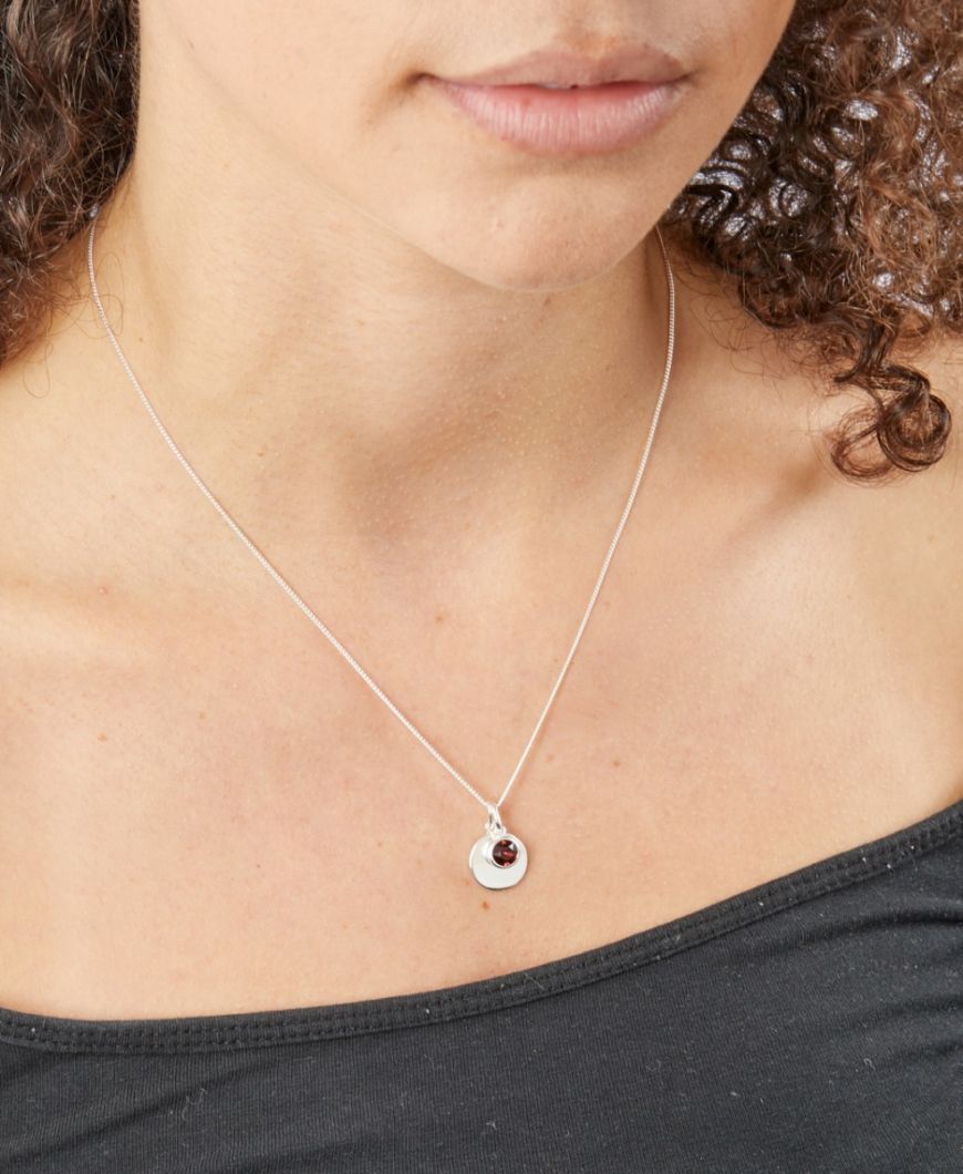 Silver Crystal Birthstone Necklace- March